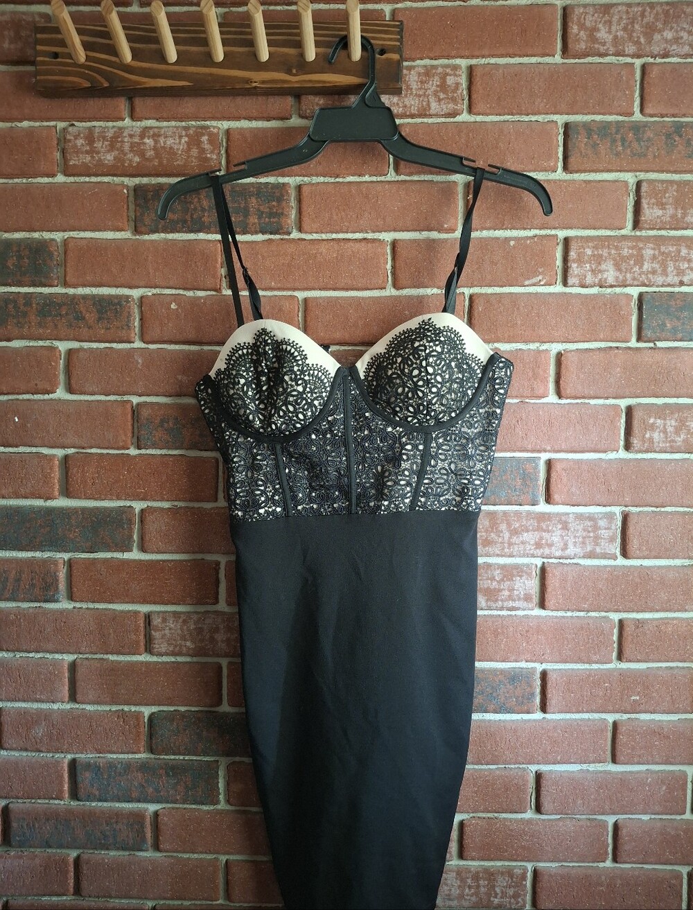 Black lace corset style dress with lace